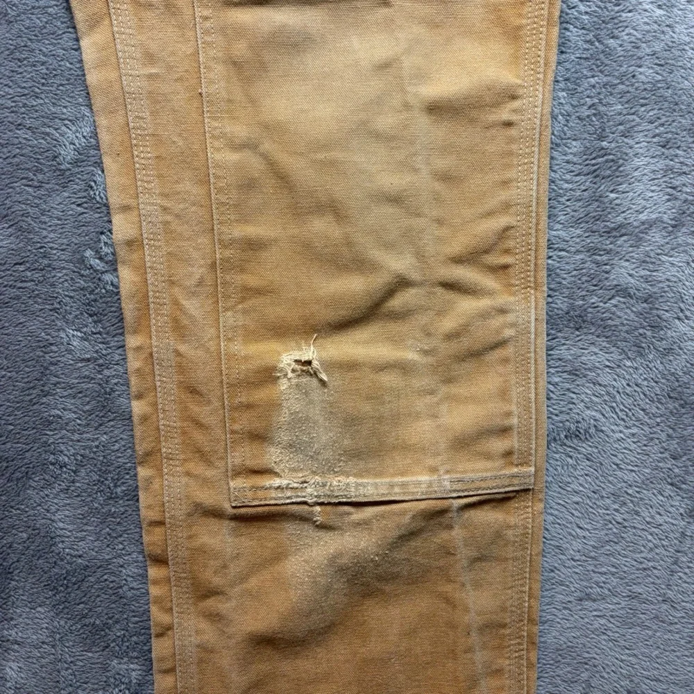 Vintage Carhartt B01 Work Pants Mens 32x34 Brown Loose Double Knee Made In USA